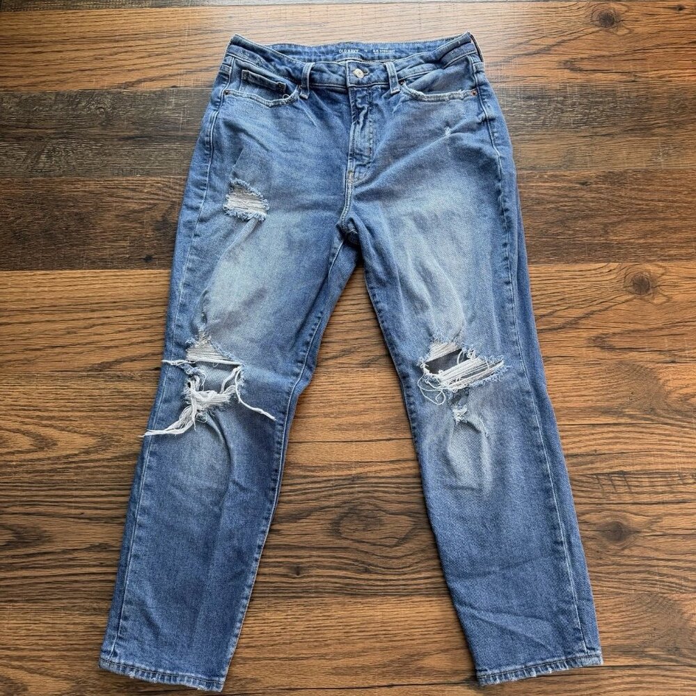 Old Navy Women's High-Waisted Straight Leg Ripped Jeans